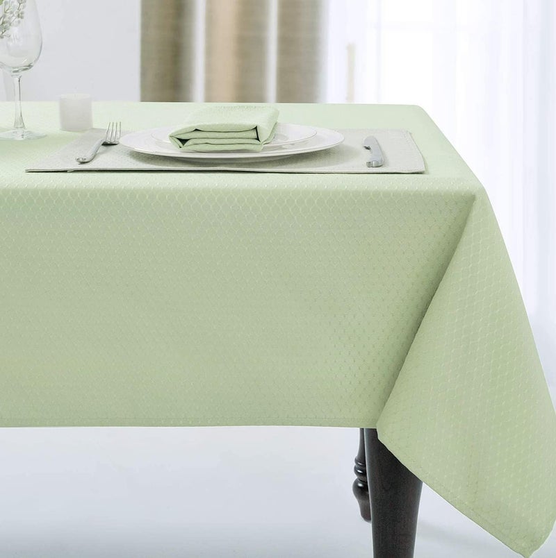 JUCFHY Jacquard Morrocan Green Rectangle Table Cloth Oil-Proof Spill-Proof and Water Resistance Tablecloth,Decorative Fabric Table Cover for Spring, Easter, Outdoor and Indoor Use, 60 x 84 Inch - Image 1